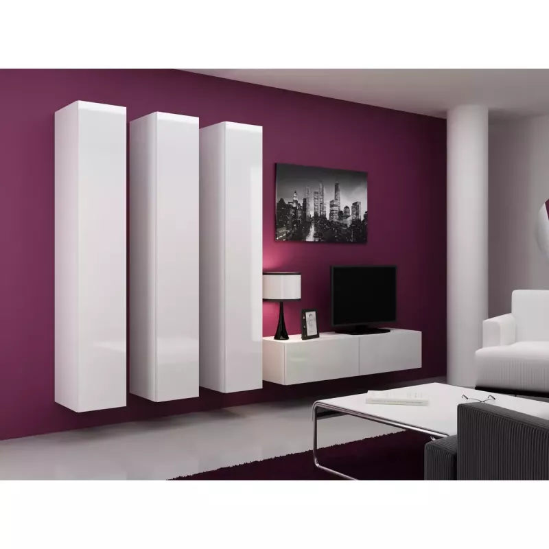 Szafka wisząca cama meble VIGO 180 — 1800×400×300 mm, biały/biały połysk