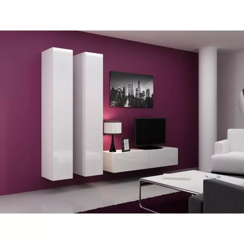 Szafka wisząca cama meble VIGO 180 — 1800×400×300 mm, biały/biały połysk