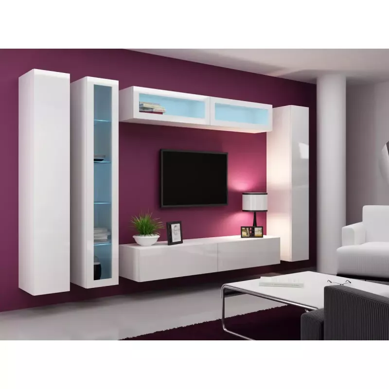 Szafka wisząca cama meble VIGO 180 — 1800×400×300 mm, biały/biały połysk