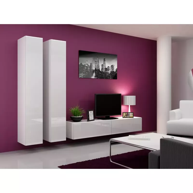 Szafka wisząca cama meble VIGO 180 — 1800×400×300 mm, biały/biały połysk
