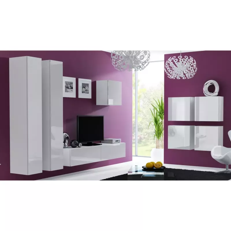 Szafka wisząca cama meble VIGO 180 — 1800×400×300 mm, biały/biały połysk