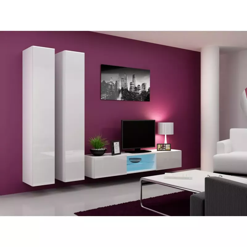 Szafka wisząca cama meble VIGO 180 — 1800×400×300 mm, biały/biały połysk