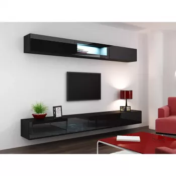 Szafka do przechowywania cama meble VIGO 90 — wisząca, 900×350×320 mm, czarny/czarny połysk