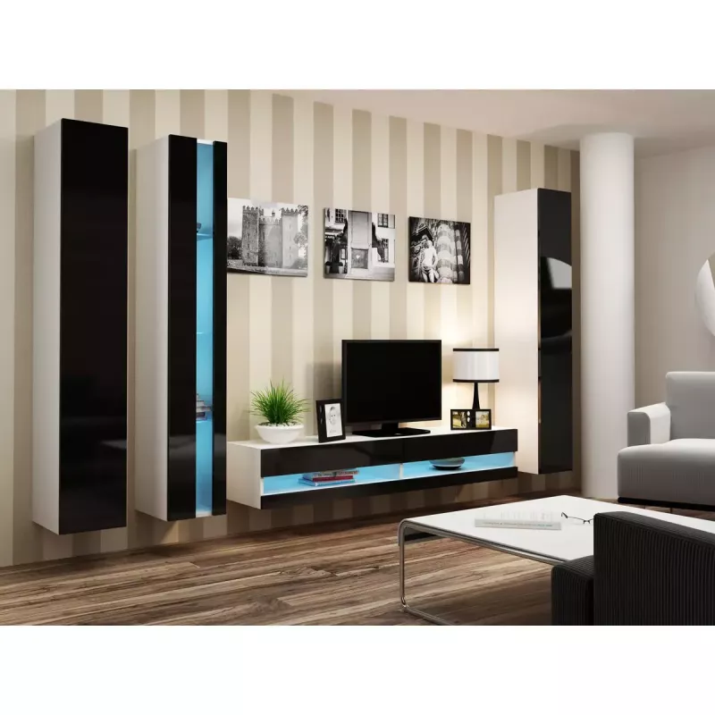 Szafka wisząca cama meble VIGO NEW 180×40×30 cm biały/czarny połysk