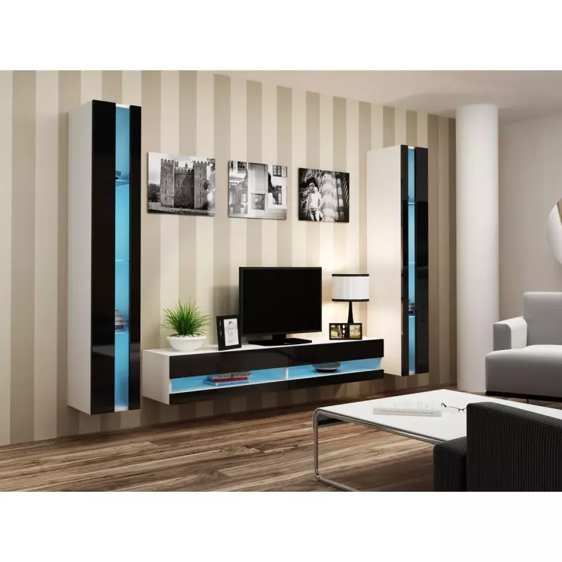 Szafka wisząca cama meble VIGO NEW 180×40×30 cm biały/czarny połysk
