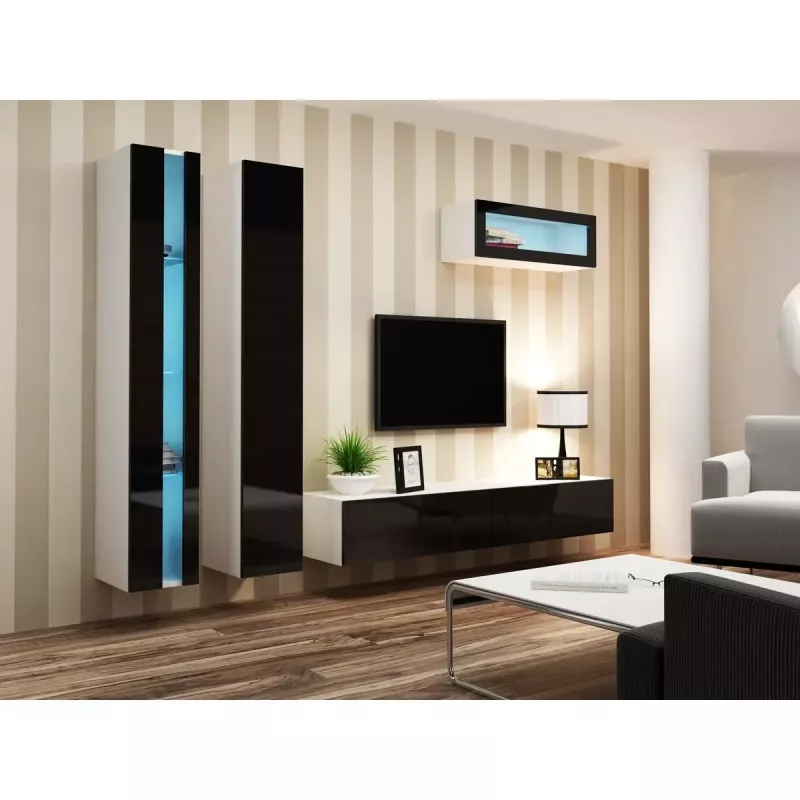 Szafka wisząca cama meble VIGO NEW 180×40×30 cm biały/czarny połysk