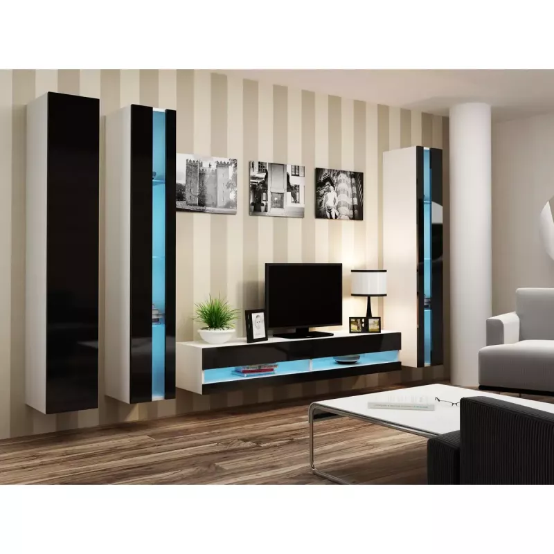 Szafka wisząca cama meble VIGO NEW 180×40×30 cm biały/czarny połysk