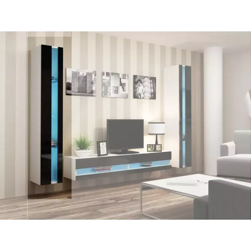 Szafka wisząca cama meble VIGO NEW 180×40×30 cm biały/czarny połysk