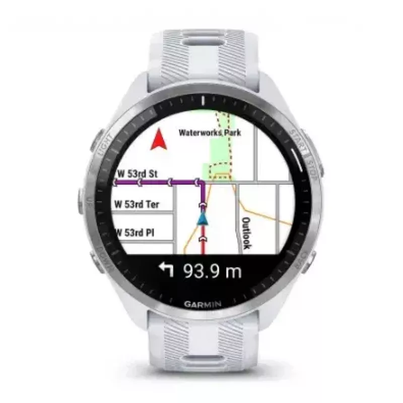 Smartwatch GARMIN Forerunner 965 — koperta tytanowa 47 mm, 1,4-calowy AMOLED, 32 GB, bateria do 23 dni, GPS/GLONASS/Galileo, biały silikonowy pasek