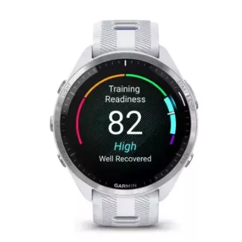 Smartwatch GARMIN Forerunner 965 — koperta tytanowa 47 mm, 1,4-calowy AMOLED, 32 GB, bateria do 23 dni, GPS/GLONASS/Galileo, biały silikonowy pasek