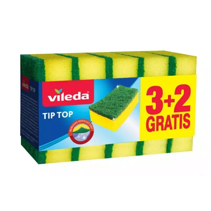 Gąbka ścierna VILEDA Tip-Top opakowanie 5 szt., prostokątne wkłady z włókna 70×90×30 mm, żółty