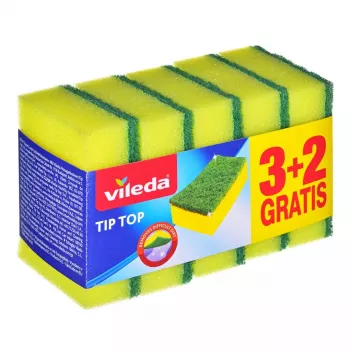Gąbka ścierna VILEDA Tip-Top opakowanie 5 szt., prostokątne wkłady z włókna 70×90×30 mm, żółty