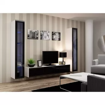 Stojak pod telewizor cama meble VIGO 180 — 1800×400×300 mm, biały blat, biała rama, płyta wiórowa