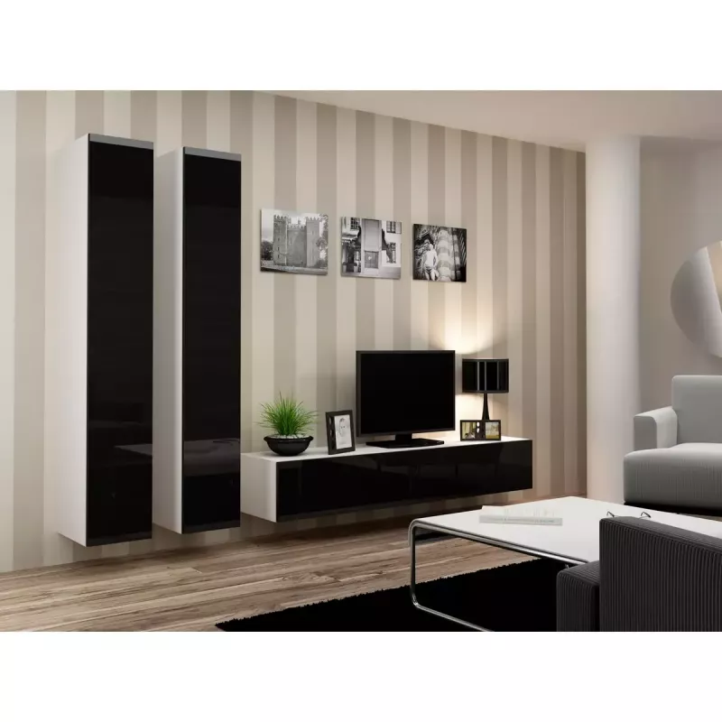 Stojak pod telewizor cama meble VIGO 180 — 1800×400×300 mm, biały blat, biała rama, płyta wiórowa