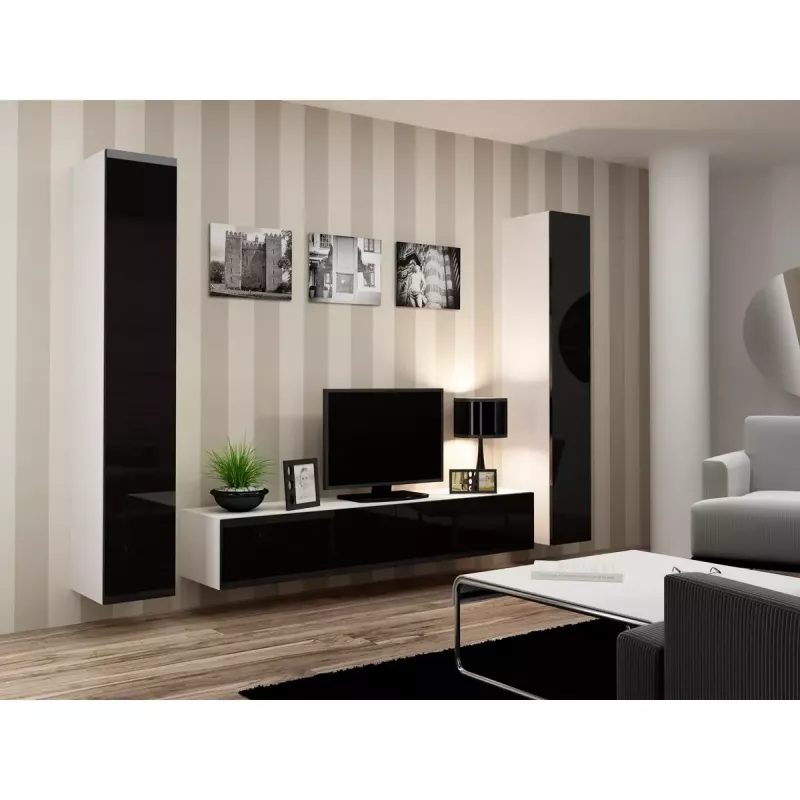 Stojak pod telewizor cama meble VIGO 180 — 1800×400×300 mm, biały blat, biała rama, płyta wiórowa