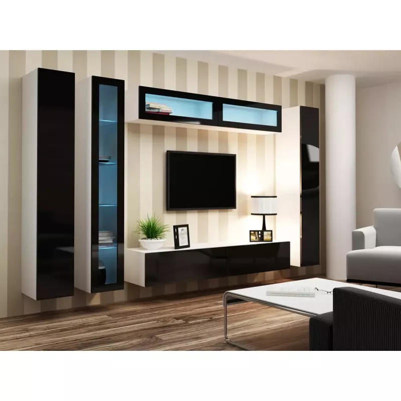 Stojak pod telewizor cama meble VIGO 180 — 1800×400×300 mm, biały blat, biała rama, płyta wiórowa