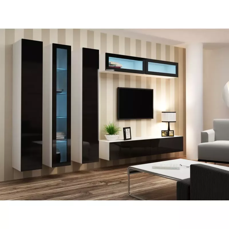 Stojak pod telewizor cama meble VIGO 180 — 1800×400×300 mm, biały blat, biała rama, płyta wiórowa