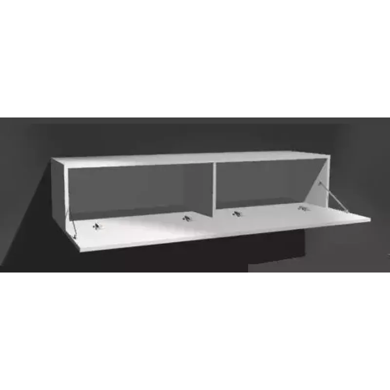 Stojak pod telewizor cama meble VIGO 180 — 1800×400×300 mm, biały blat, biała rama, płyta wiórowa