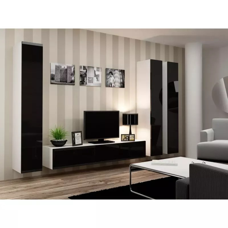 Stojak pod telewizor cama meble VIGO 180 — 1800×400×300 mm, biały blat, biała rama, płyta wiórowa