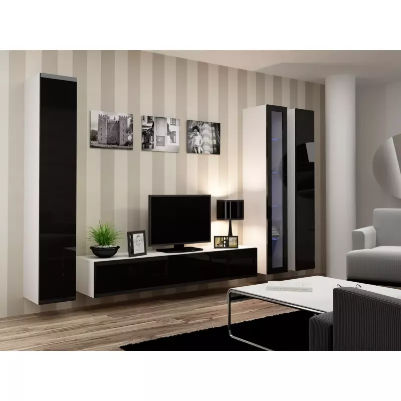 Stojak pod telewizor cama meble VIGO 180 — 1800×400×300 mm, biały blat, biała rama, płyta wiórowa