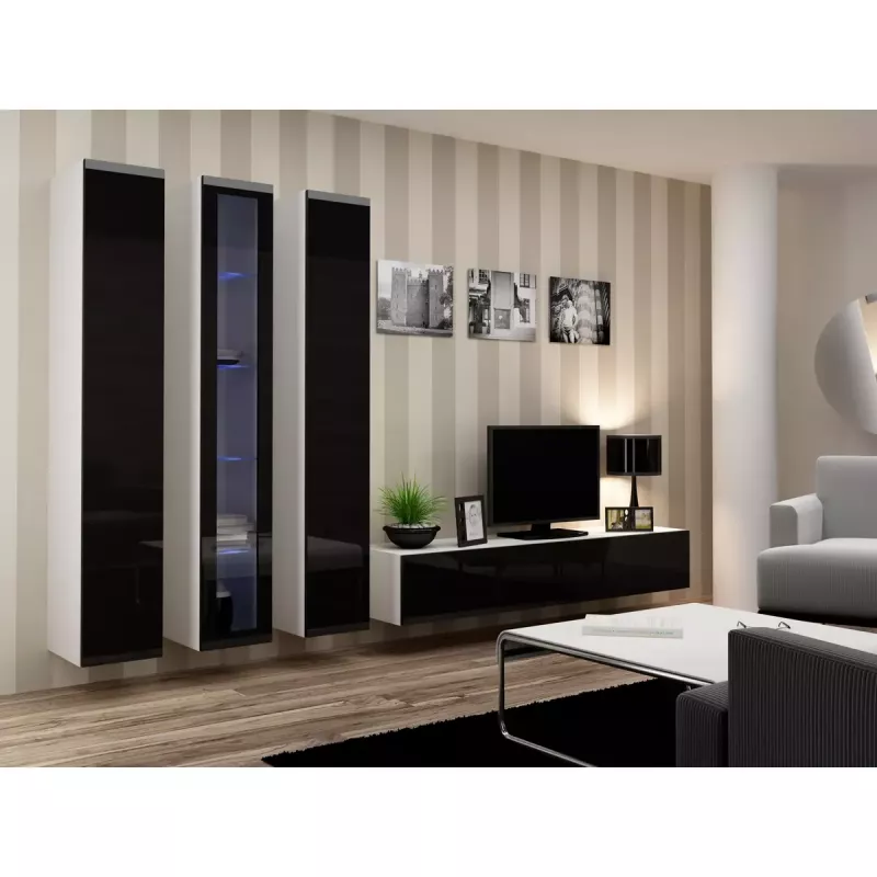 Stojak pod telewizor cama meble VIGO 180 — 1800×400×300 mm, biały blat, biała rama, płyta wiórowa