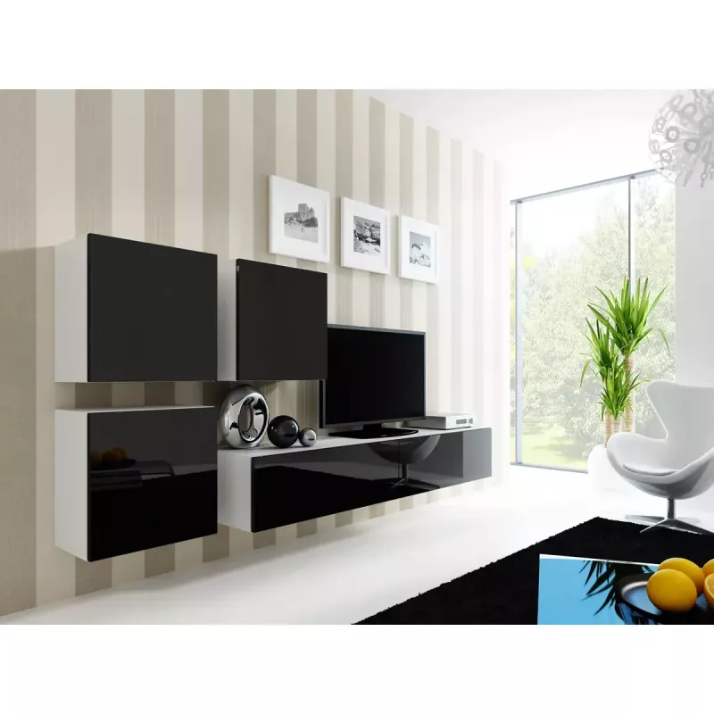 Stojak pod telewizor cama meble VIGO 180 — 1800×400×300 mm, biały blat, biała rama, płyta wiórowa