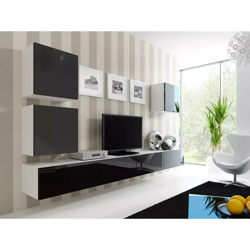 Stojak pod telewizor cama meble VIGO 180 — 1800×400×300 mm, biały blat, biała rama, płyta wiórowa