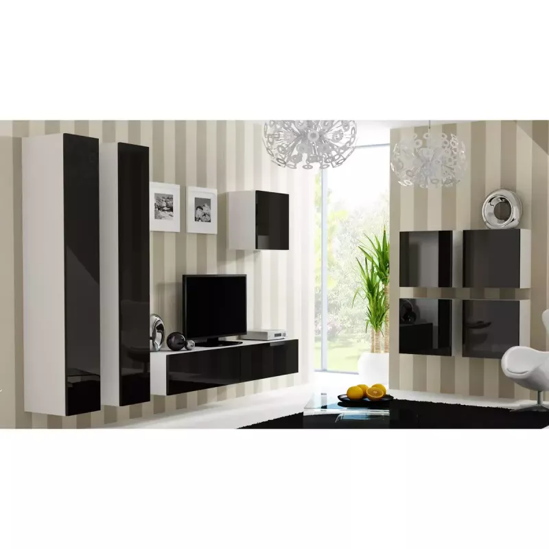 Stojak pod telewizor cama meble VIGO 180 — 1800×400×300 mm, biały blat, biała rama, płyta wiórowa