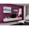 Szafka pod telewizor Cama Meble VIGO 140, 1400×400×300 mm, biały połysk blat, płyta wiórowa, biała rama
