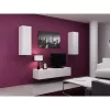 Szafka pod telewizor Cama Meble VIGO 140, 1400×400×300 mm, biały połysk blat, płyta wiórowa, biała rama