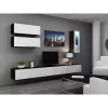 Szafka TV cama meble VIGO 140 — 1400×400×300 mm, blat z płyty wiórowej, czarny/biały połysk