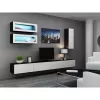 Szafka TV cama meble VIGO 140 — 1400×400×300 mm, blat z płyty wiórowej, czarny/biały połysk