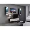 Szafka TV cama meble VIGO 140 — 1400×400×300 mm, blat z płyty wiórowej, czarny/biały połysk