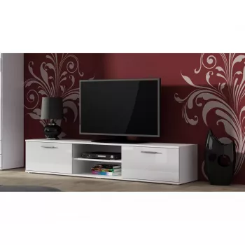 Stolik pod TV cama meble SOHO 180 — 1800×430×370 mm, biały blat (płyta wiórowa), biała rama