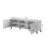 Szafka RTV ABETO 150x42x52 cm, czarny połysk, blat MDF, czarna rama