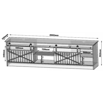 Szafka TV Cama Meble GRANERO RTV 200x56,7x35 cm — biały blat, korpus z płyty wiórowej