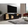 Szafka TV cama meble ETNA 200×42×52 cm, czarny matowy blat, rama w kolorze dębu rzemieślniczego
