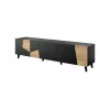 Szafka TV cama meble ETNA 200×42×52 cm, czarny matowy blat, rama w kolorze dębu rzemieślniczego