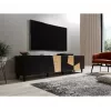 Szafka TV cama meble ETNA 200×42×52 cm, czarny matowy blat, rama w kolorze dębu rzemieślniczego