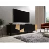 Szafka TV cama meble ETNA 200×42×52 cm, czarny matowy blat, rama w kolorze dębu rzemieślniczego
