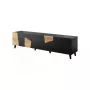 Szafka TV cama meble ETNA 200×42×52 cm, czarny matowy blat, rama w kolorze dębu rzemieślniczego