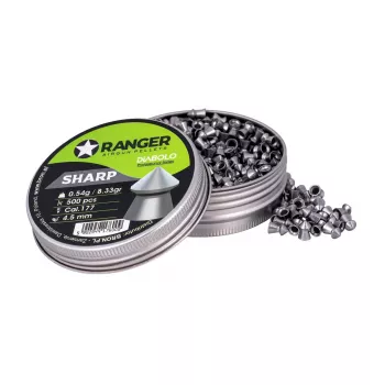 Śrut pneumatyczny RANGER PRORO.45.500.S — 4,5 mm diabolo szpic, 500 szt., aluminiowy dozownik