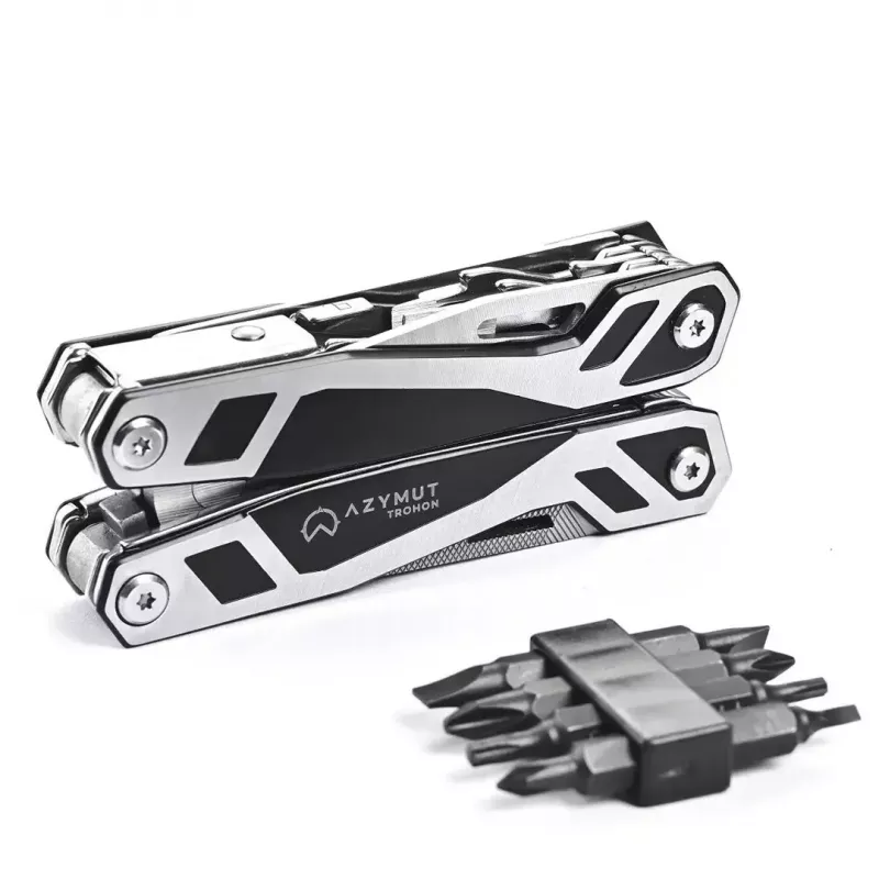 Multitool AZYMUT Trohon H-P2010121 — pełnowymiarowe 12-funkcyjne szczypce ze stali nierdzewnej, 8 bitów, składana długość 10,5 cm, 381 g
