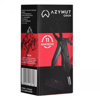 Multitool AZYMUT Gron — pełnowymiarowy multitool, 11 narzędzi, 9 bitów, stal nierdzewna, złożony 11 cm, rozłożony 15,4 cm