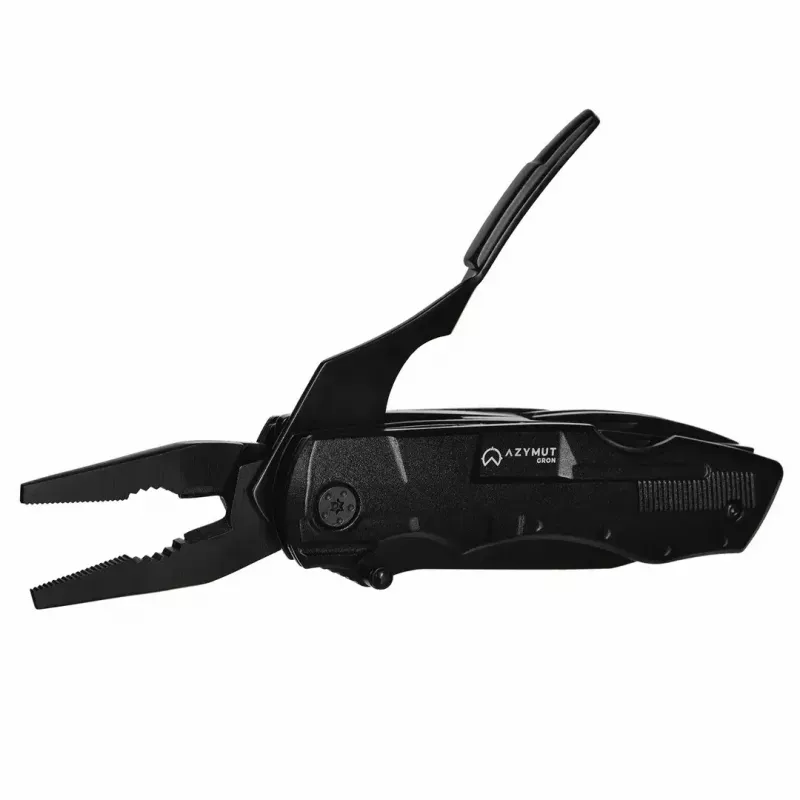 Multitool AZYMUT Gron — pełnowymiarowy multitool, 11 narzędzi, 9 bitów, stal nierdzewna, złożony 11 cm, rozłożony 15,4 cm