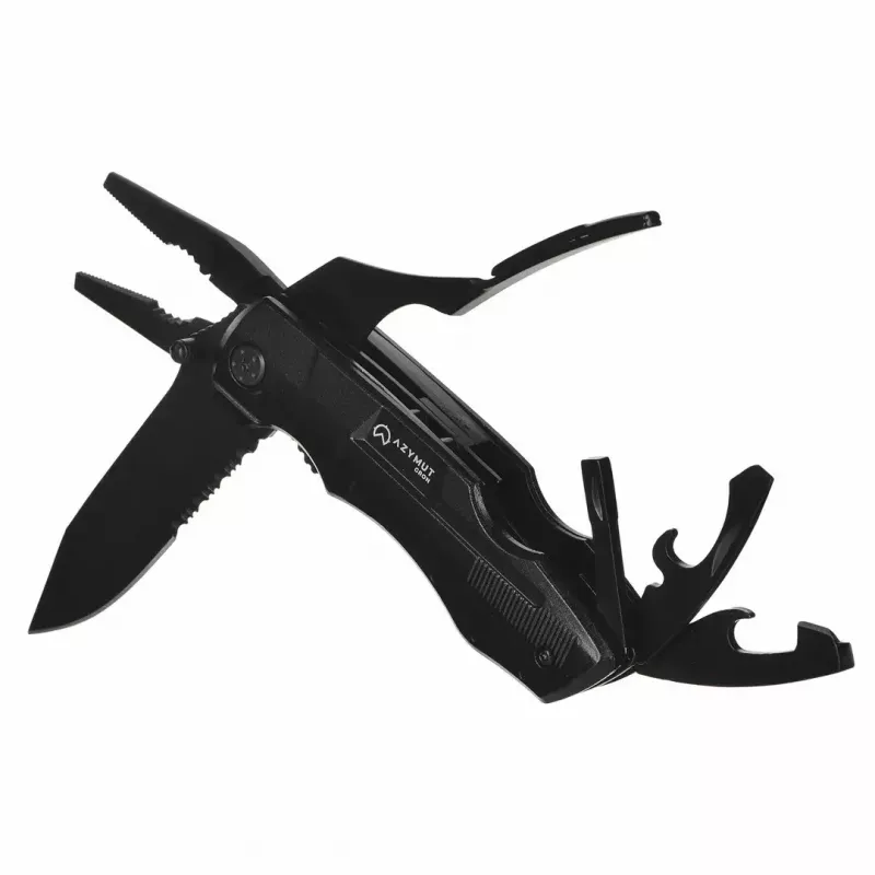 Multitool AZYMUT Gron — pełnowymiarowy multitool, 11 narzędzi, 9 bitów, stal nierdzewna, złożony 11 cm, rozłożony 15,4 cm