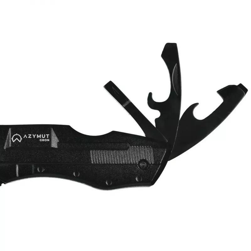 Multitool AZYMUT Gron — pełnowymiarowy multitool, 11 narzędzi, 9 bitów, stal nierdzewna, złożony 11 cm, rozłożony 15,4 cm