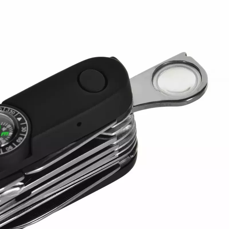 Nóż składany AZYMUT Tatron wielofunkcyjny nóż składany 25 narzędzi, stal nierdzewna, 9 cm po złożeniu, 200 g, skórzany pokrowiec