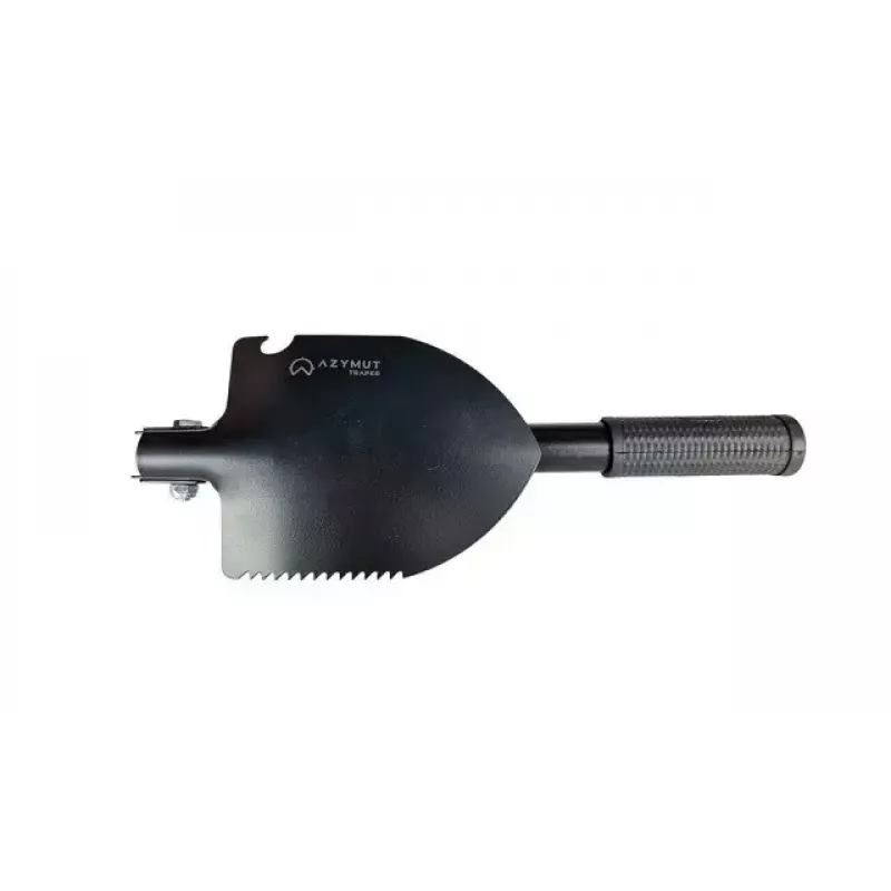 Składana łopata taktyczna AZYMUT Trapper — stal nierdzewna, czarna, 410 mm, 565 g