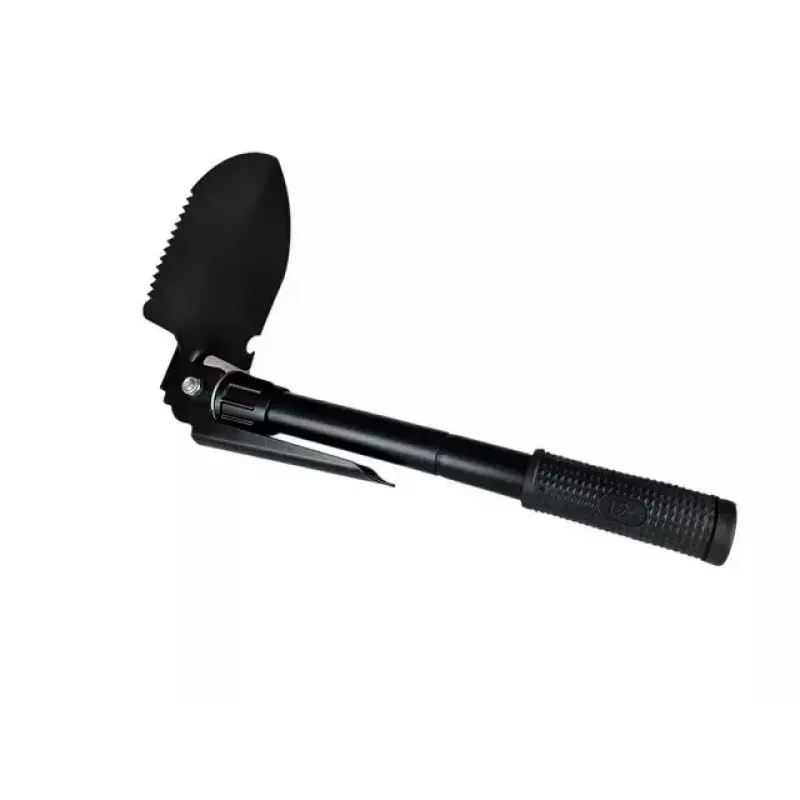 Składana łopata taktyczna AZYMUT Trapper — stal nierdzewna, czarna, 410 mm, 565 g